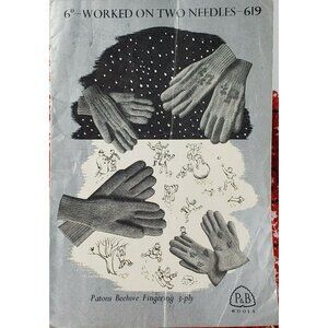 1940s Knitting Pattern Girls Finger Gloves Vintage P&B #619 UK